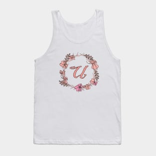 Letter U Rose Pink Initial Monogram - Letter u Tank Top